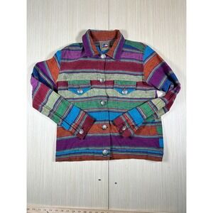 VTG Don't‎ Mess With Texas Jacket Womens Medium Multicolor Striped Button Front